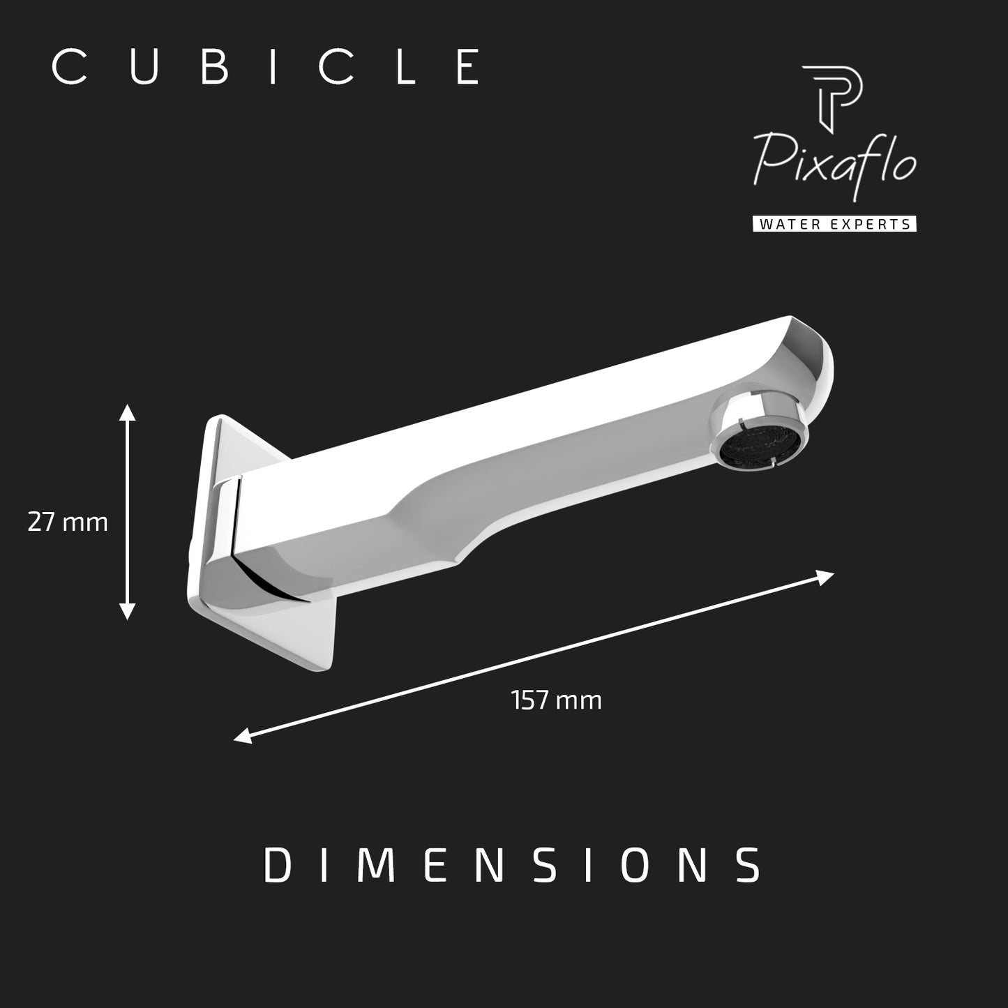 Pixaflo Cubicle Brass Bath Tub Spout with Wall Flange | High Flow | Chrome