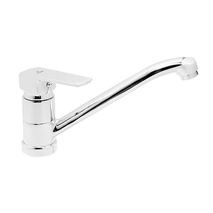 Pixaflo Cubicle Brass Single Lever Sink Mixer Table Mounted with Swivel Spout and 18 inches Long Braided Hoses | Chrome Finish