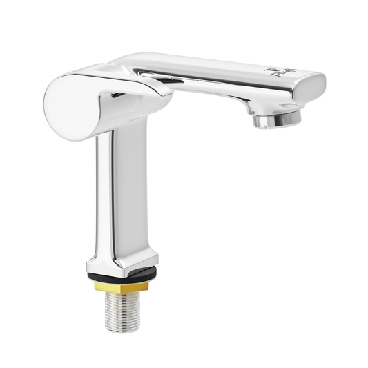 Pixaflo Chocolate Brass Pillar Tap for Wash Basin | Pillar Cock | Quarter-Turn | Ceramic Disc Cartridge | Foam Flow | Chrome Finish