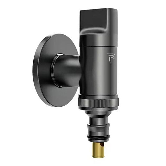 Pixaflo Stainless Steel Laundry Washing Machine Faucet | Outdoor Water Spigot with Handle | Multi-Use Hose Connector Tap, Dishwasher Faucet & Angle Cock – Black (Matte Finish)