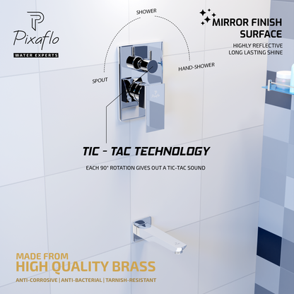 Pixaflo Brass Single Lever 3 Outlet 2 Inlet Diverter Full Set | Chrome | Tic-Tac | Crux