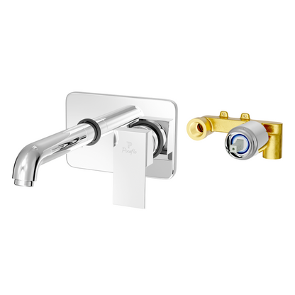 Pixaflo Crux Brass Concealed Single Lever Chrome Basin Mixer with Exposed Parts Kit | Complete Set