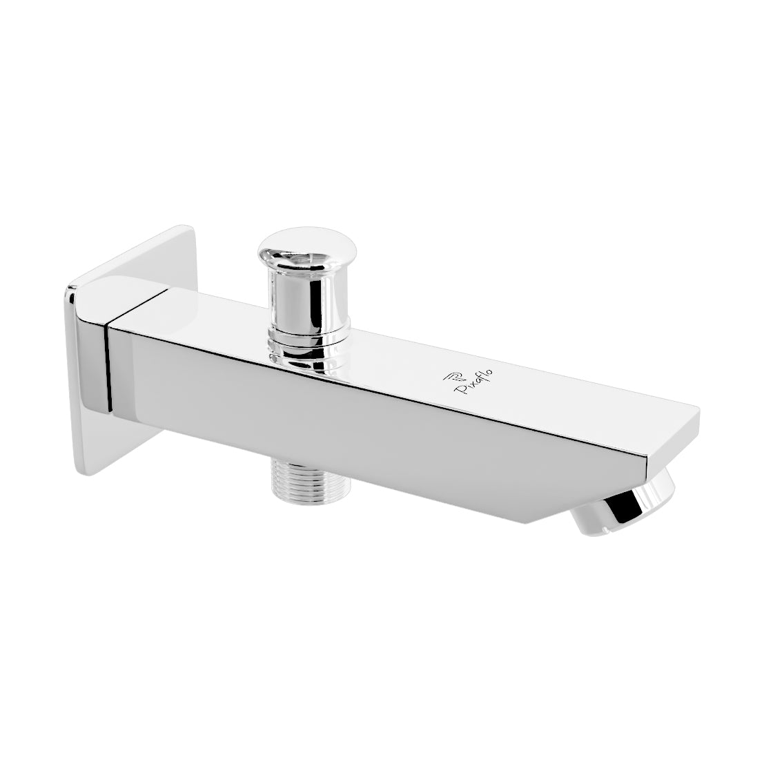 Pixaflo Crux Brass Bath Tub Diverter Spout with Wall Flange | Tip-Ton | Chrome Finish