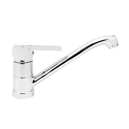 Pixaflo Crux Brass Single Lever Sink Mixer Table Mounted with Swivel Spout and 18 inches Long Braided Hoses | Chrome Finish