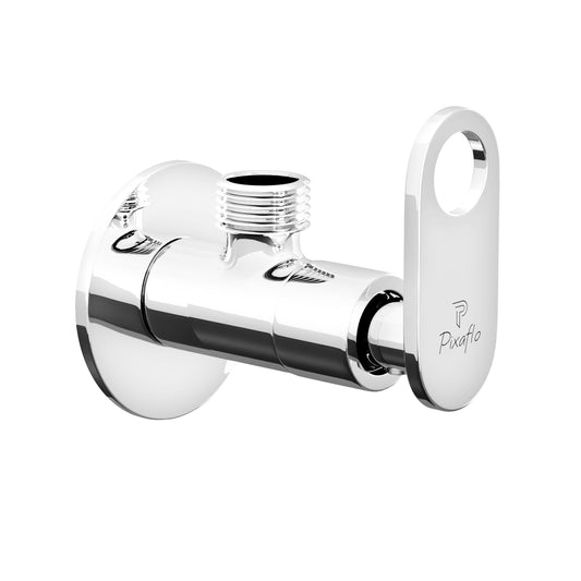 Pixaflo Curio Brass Angle Valve | Stop Cock with Wall Flange | Chrome Finish
