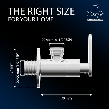 Pixaflo Curio Brass Angle Valve Combo | Stop Cock with Wall Flange | Chrome Finish | Pack of 2