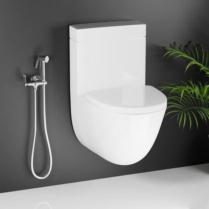 Pixaflo Curio Brass Angle Valve with Hook for Health Faucet with Wall Flange | Chrome Finish