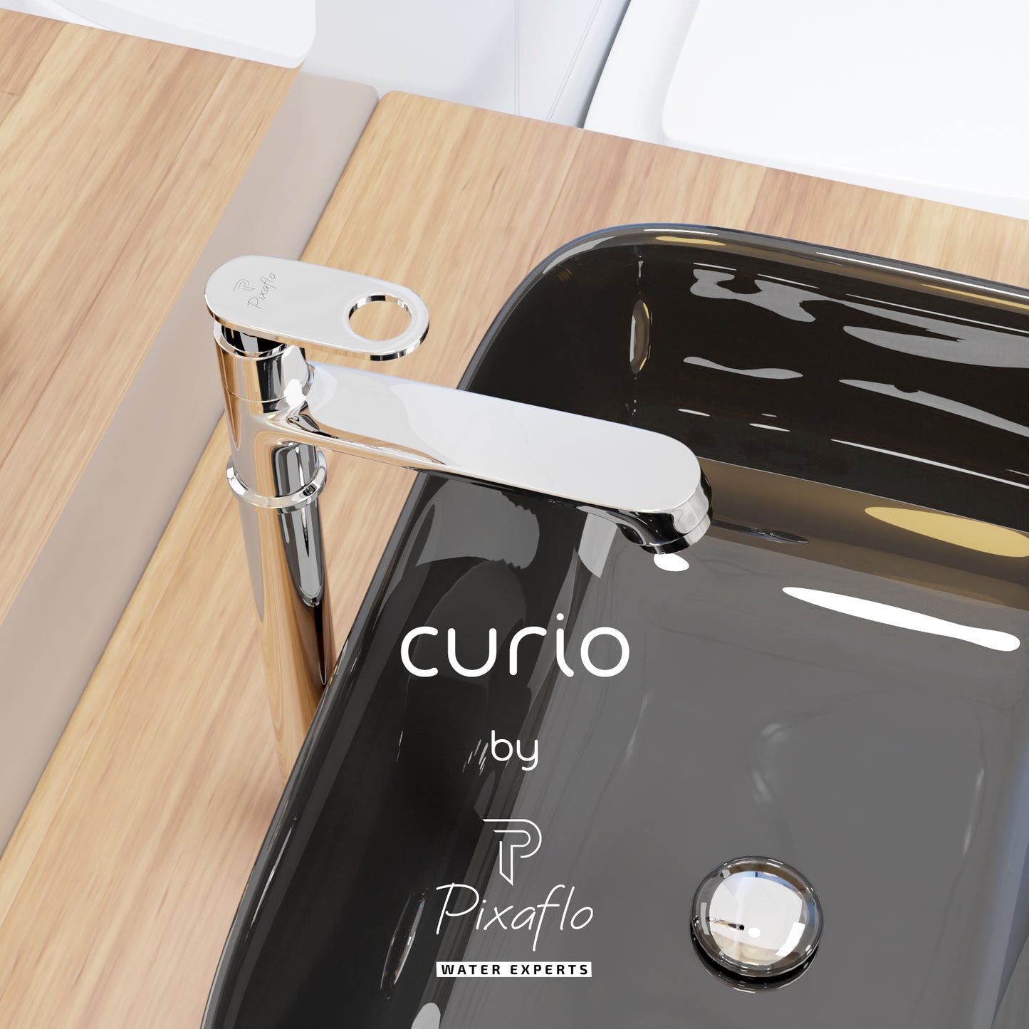 Pixaflo Curio Brass Extended Tall Body Pillar Cock 12 inch Tap for Wash Basin | Deck Mounted | Cold Water Tap (Not Hot & Cold Mixer) | Counter Top/Table Top Faucet | Foam Flow | Chrome Finish