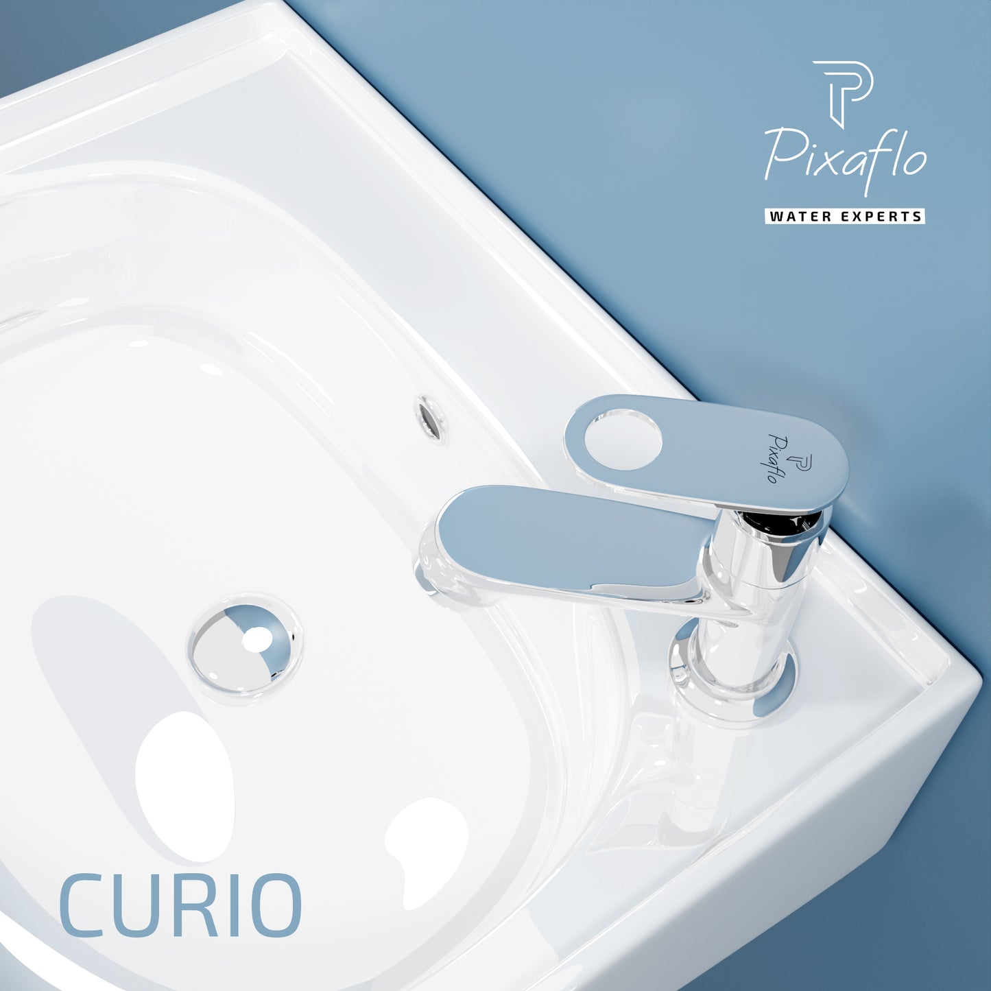 Pixaflo Curio Brass Pillar Tap for Wash Basin | Pillar Cock | Quarter-Turn | Ceramic Disc Cartridge | Foam Flow | Chrome Finish