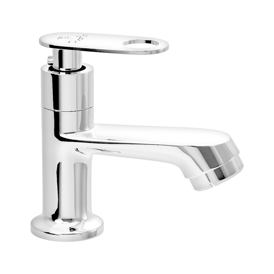 Pixaflo Curio Brass Pillar Tap for Wash Basin | Pillar Cock | Quarter-Turn | Ceramic Disc Cartridge | Foam Flow | Chrome Finish