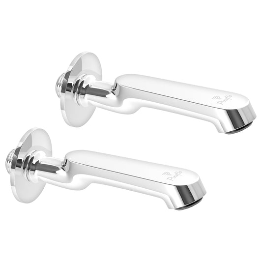 Pixaflo Curio Brass Bath Tub Spout with Wall Flange Combo | High Flow | Chrome | Pack of 2