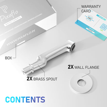 Pixaflo Curio Brass Bath Tub Spout with Wall Flange | High Flow | Chrome