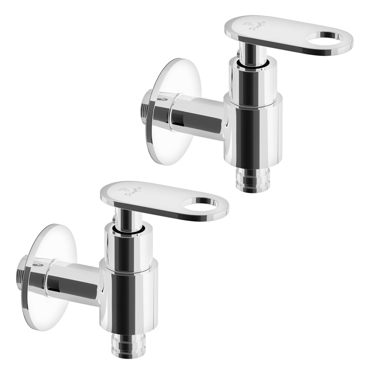 Pixaflo Curio Brass Washing Machine Tap with Wall Flange Combo | Chrome Finish | Pack of 2