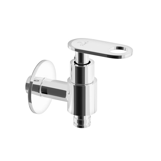 Pixaflo Curio Brass Washing Machine Tap with Wall Flange | Chrome Finish