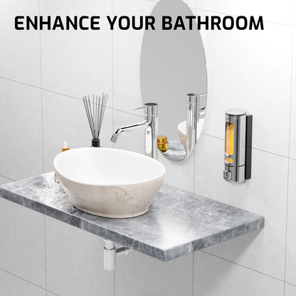 Pixaflo Elix Liquid Sanitizer Shower Gel Dish Wash Soap Dispenser for Bathroom Kitchen Combo | 400 ml Capacity | Wall Mounted | Plastic (Chrome, Pack of 2)