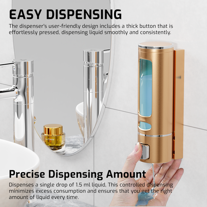 Pixaflo Elix Liquid Sanitizer Shower Gel Dish Wash Soap Dispenser for Bathroom Kitchen | 400 ml Capacity | Wall Mounted | Plastic (Rose Gold, Pack of 3)
