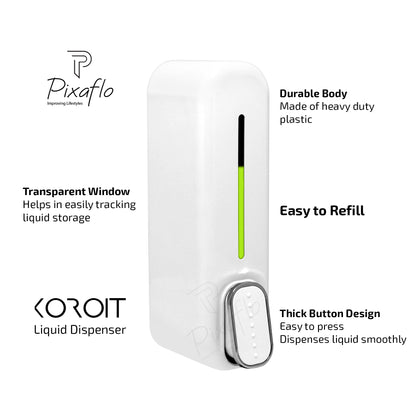 Pixaflo Koroit 350 ml Heavy Duty ABS Plastic Liquid Dispenser | White | Pack of 1