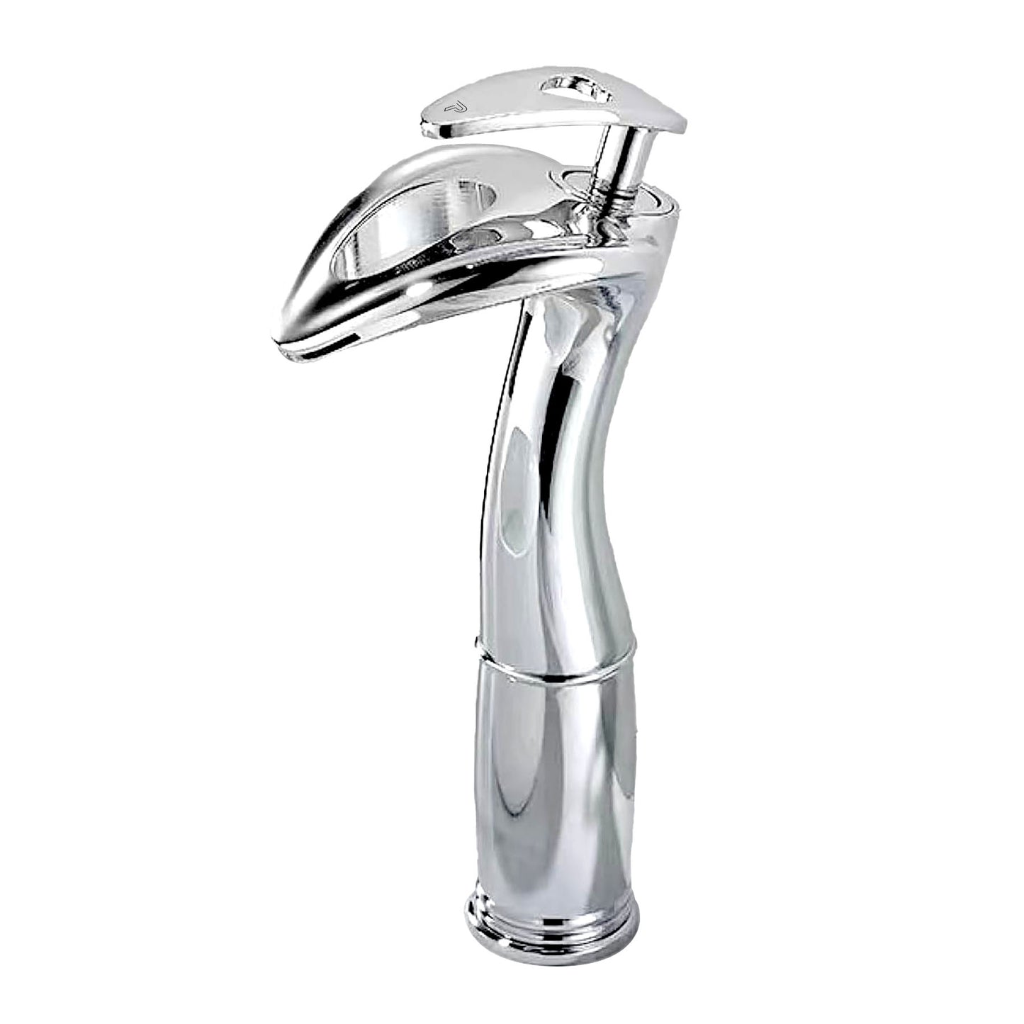 Pixaflo Dolphin Waterfall Brass Single Lever Hot and Cold Basin Mixer with 24 inches Long Braided Hoses | 12 inches Tall | Chrome Finish