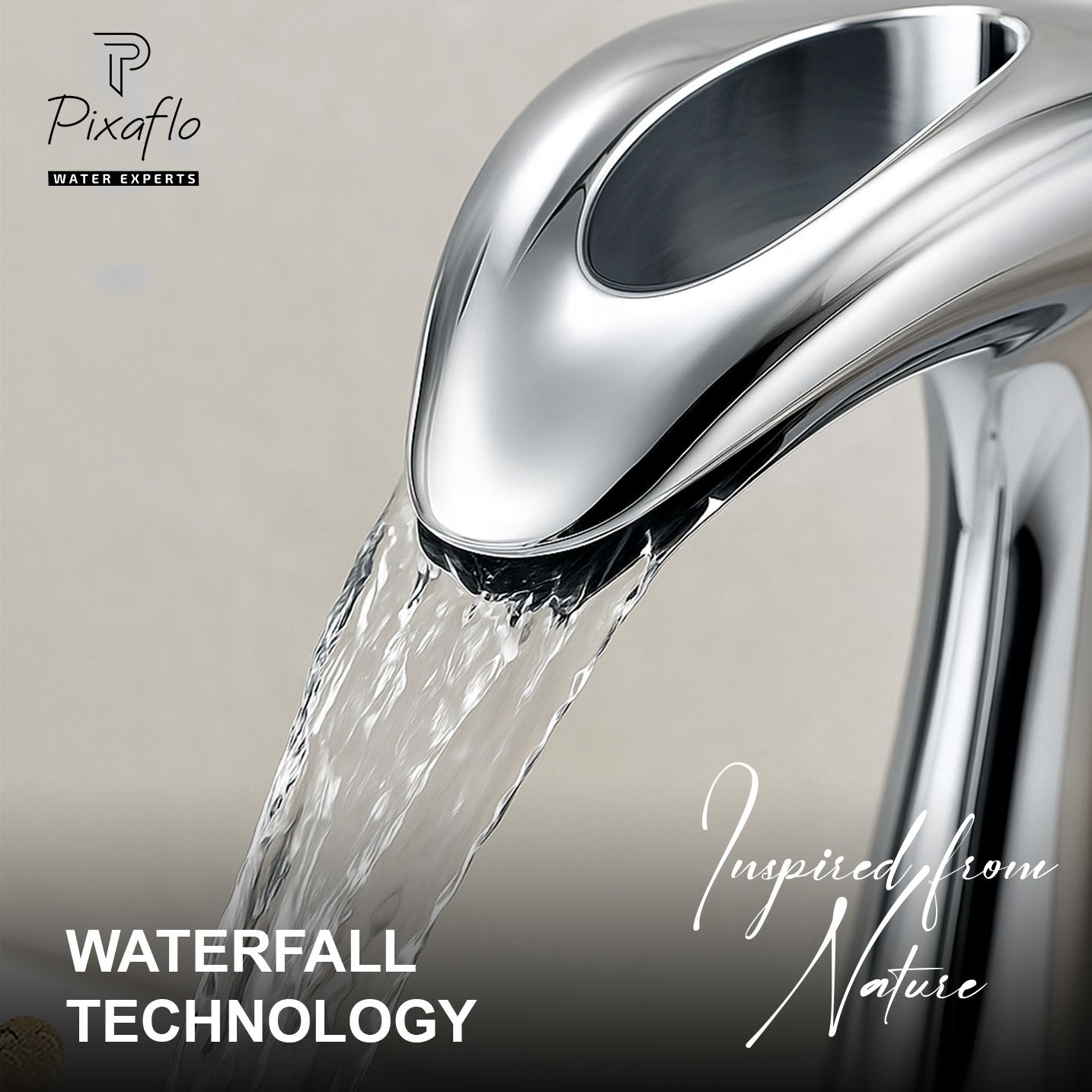 Pixaflo Dolphin Waterfall Brass Single Lever Hot and Cold Basin Mixer with 24 inches Long Braided Hoses | 12 inches Tall | Chrome Finish