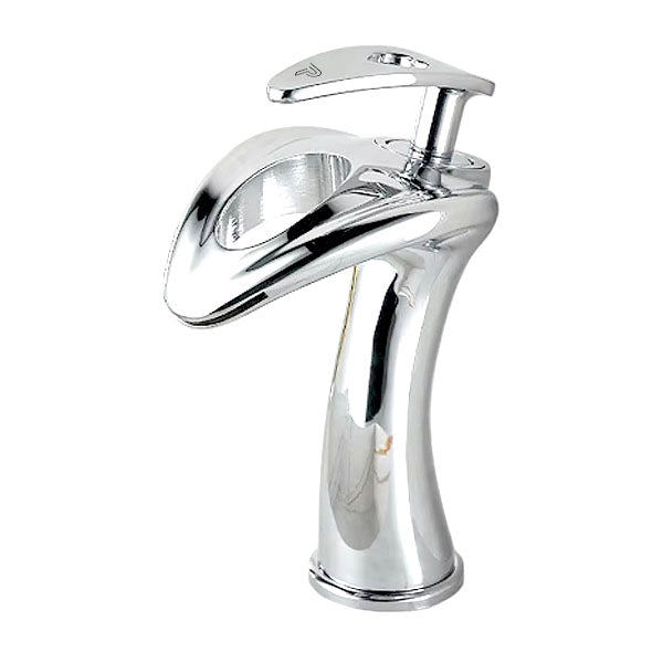 Pixaflo Dolphin Waterfall Brass Single Lever Hot and Cold Basin Mixer with 18 inches Long Braided Hoses | Chrome Finish