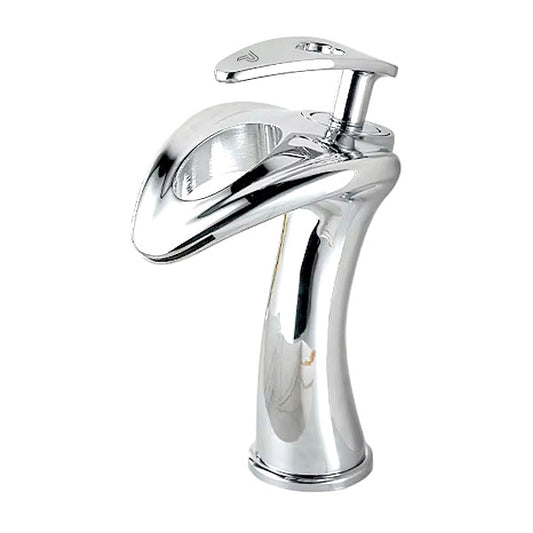 Pixaflo Dolphin Waterfall Brass Single Lever Hot and Cold Basin Mixer with 18 inches Long Braided Hoses | Chrome Finish