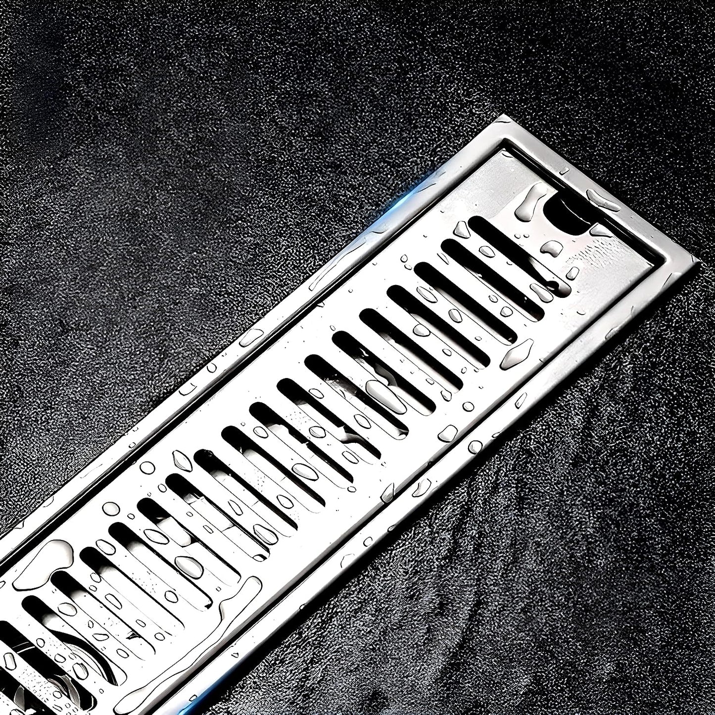 Pixaflo Vertical Shower Drain Channel | 12 × 4 Inches | 304 Stainless Steel Shower Water Drain Channel | Floor Drain Jali with Collar | Side Hole