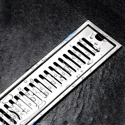 Pixaflo Vertical Shower Drain Channel | 12 × 4 Inches | 304 Stainless Steel Shower Water Drain Channel | Floor Drain Jali with Collar | Side Hole