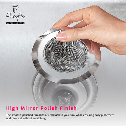 Pixaflo Stainless Steel Sink Strainer Jali for Kitchen Drain – Fine Mesh Filter Stopper for Food Waste – Anti-Clog Sink Drain Basket (4.5 Inch / 11.5 cm)