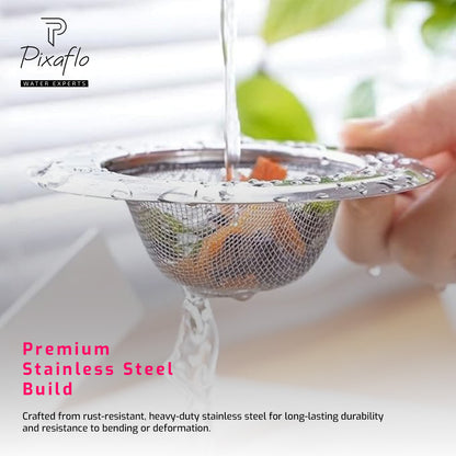 Pixaflo Stainless Steel Sink Strainer Jali for Kitchen Drain – Fine Mesh Filter Stopper for Food Waste – Anti-Clog Sink Drain Basket (4.5 Inch / 11.5 cm)
