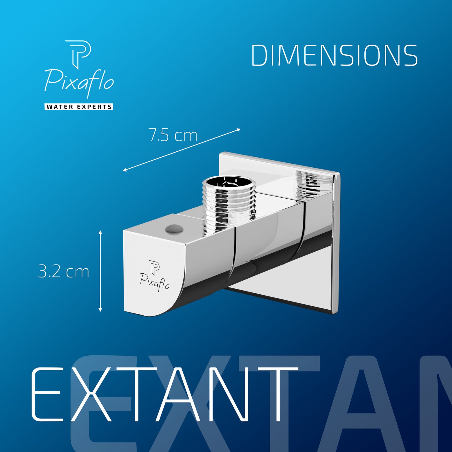 Pixaflo Extant Brass Angle Valve Combo | Stop Cock with Wall Flange | Chrome Finish | Pack of 2