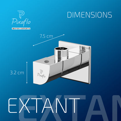Pixaflo Extant Brass Angle Valve Combo | Stop Cock with Wall Flange | Chrome Finish | Pack of 2