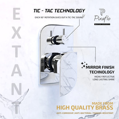 Pixaflo Brass Extant High Flow Single Lever 4 Way / 2 Inlet Diverter | Tic-Tac | Complete Set | Bathroom Shower System | Bathroom Mixer | Chrome Finish
