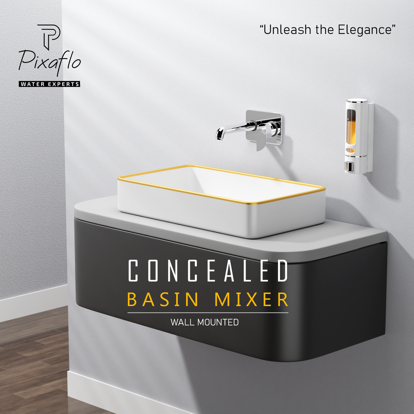 Pixaflo Extant Brass Concealed Single Lever Chrome Basin Mixer with Exposed Parts Kit | Complete Set