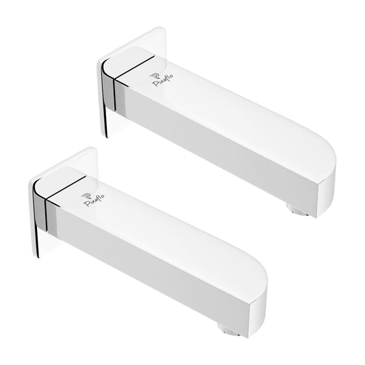 Pixaflo Extant Brass Bath Tub Spout with Wall Flange Combo | High Flow | Chrome | Pack of 2