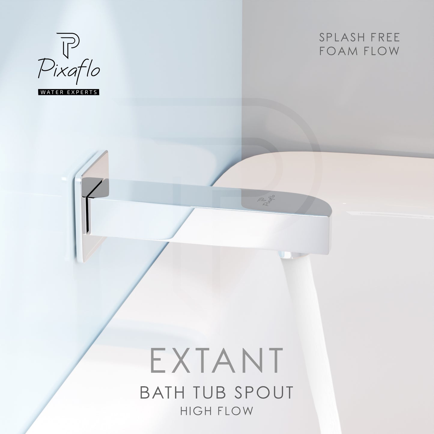 Pixaflo Extant Brass Bath Tub Spout with Wall Flange Combo | High Flow | Chrome | Pack of 2