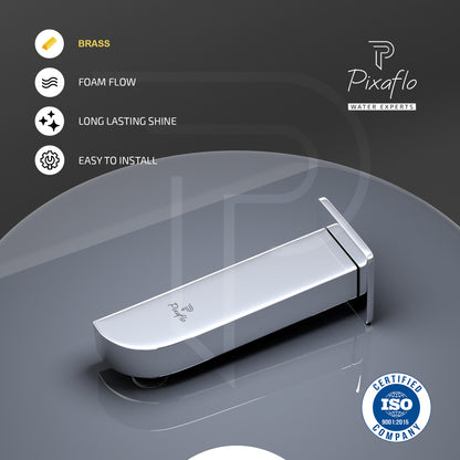 Pixaflo Extant Brass Bath Tub Spout with Wall Flange | High Flow | Chrome