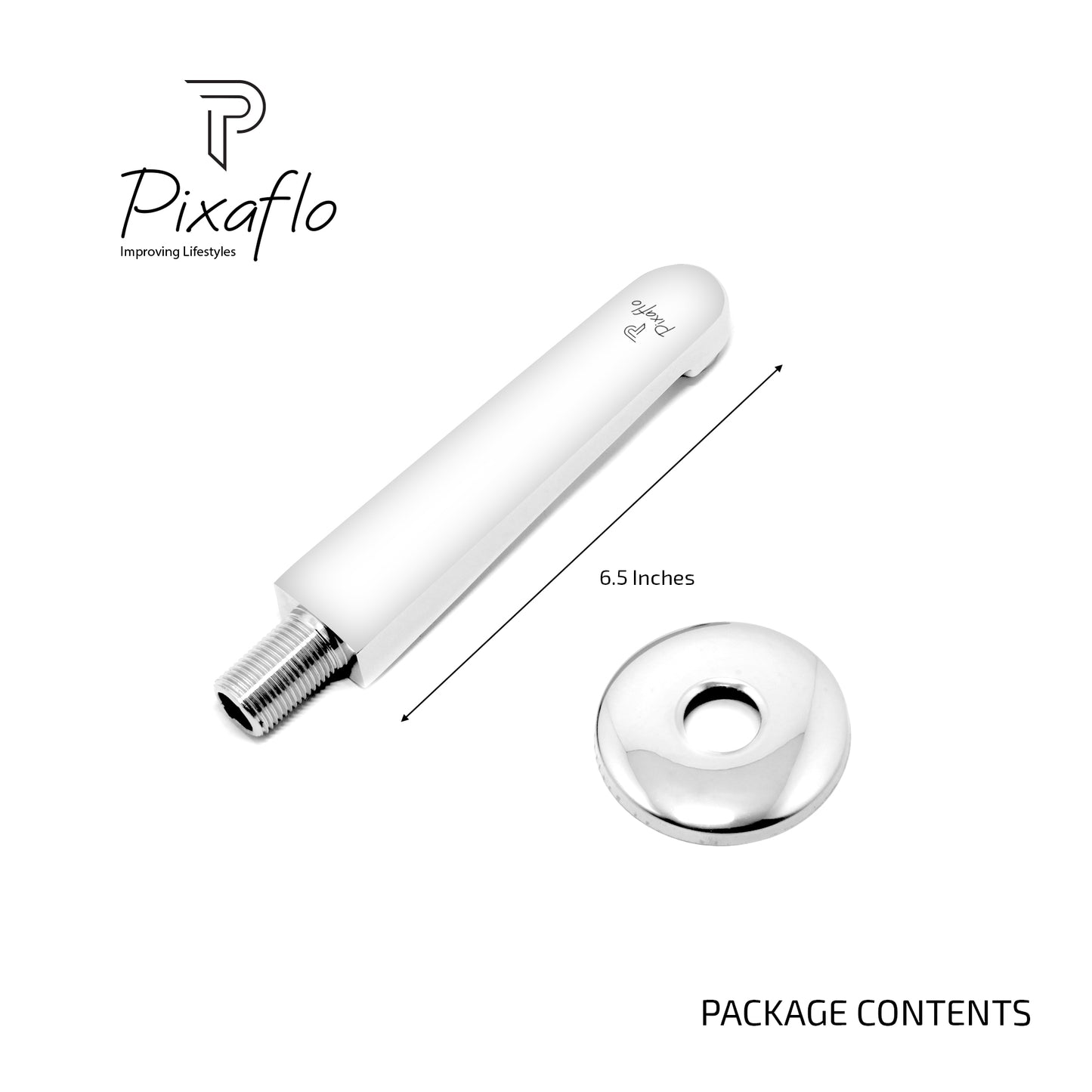 Pixaflo Focus Brass Bath Tub Spout with Wall Flange | High Flow | Chrome