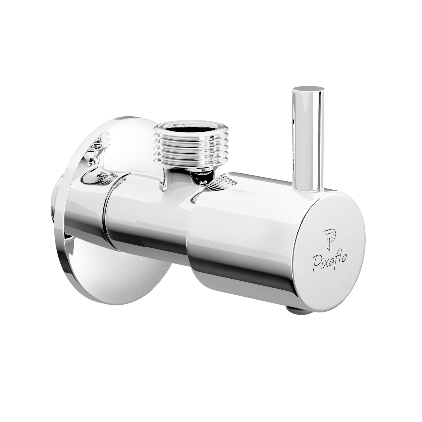 Pixaflo Florent Brass Angle Valve | Stop Cock with Wall Flange | Chrome Finish