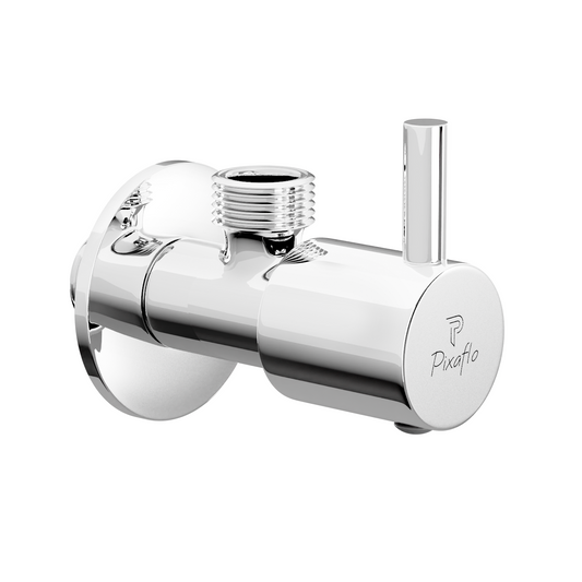 Pixaflo Florent Brass Angle Valve | Stop Cock with Wall Flange | Chrome Finish