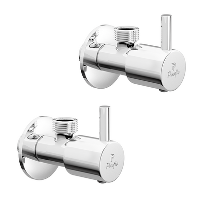 Pixaflo Florent Brass Angle Valve Combo | Stop Cock with Wall Flange | Chrome Finish | Pack of 2