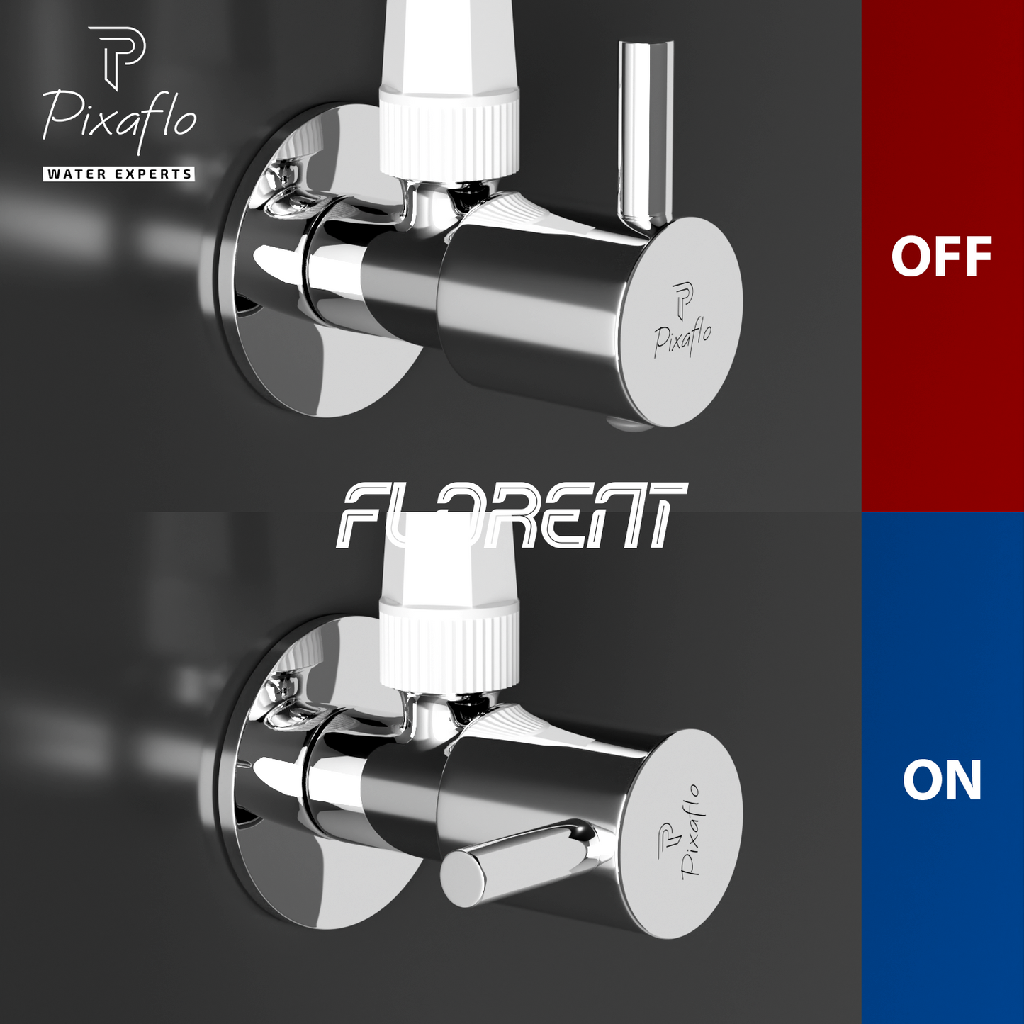 Pixaflo Florent Brass Angle Valve Combo | Stop Cock with Wall Flange | Chrome Finish | Pack of 2