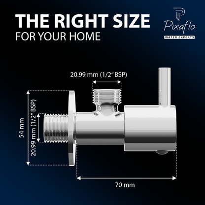 Pixaflo Florent Brass Angle Valve Combo | Stop Cock with Wall Flange | Chrome Finish | Pack of 2