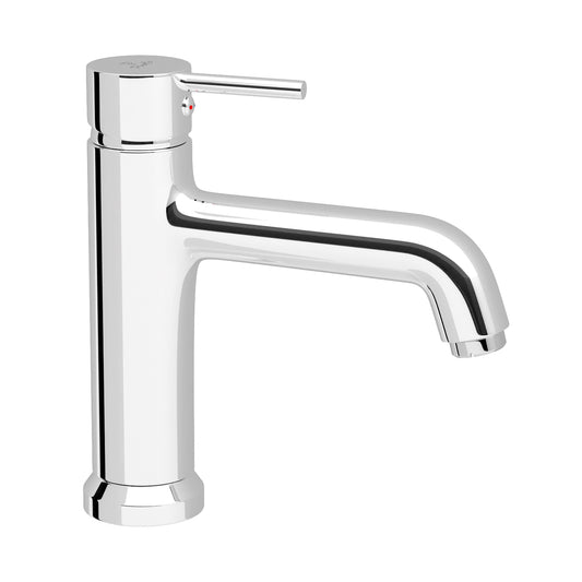 Pixaflo Florent-FX-8 Brass Extended Hot & Cold Single Lever Basin Mixer Tall Boy with 24 inches Braided Hoses | 12 inches Tall | Chrome