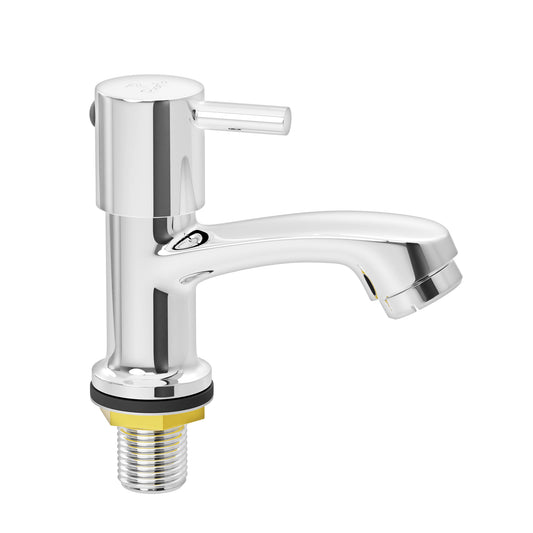 Pixaflo Florent Brass Pillar Tap for Wash Basin | Pillar Cock | Quarter-Turn | Ceramic Disc Cartridge | Foam Flow | Chrome Finish