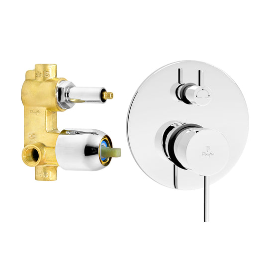 Pixaflo Brass Florent High Flow Single Lever 4 Way / 2 Inlet Diverter | Tic-Tac | Complete Set | Bathroom Shower System | Bathroom Mixer | Chrome Finish