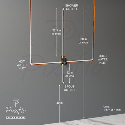 Pixaflo Brass Florent High Flow Single Lever 4 Way / 2 Inlet Diverter | Tic-Tac | Complete Set | Bathroom Shower System | Bathroom Mixer | Chrome Finish