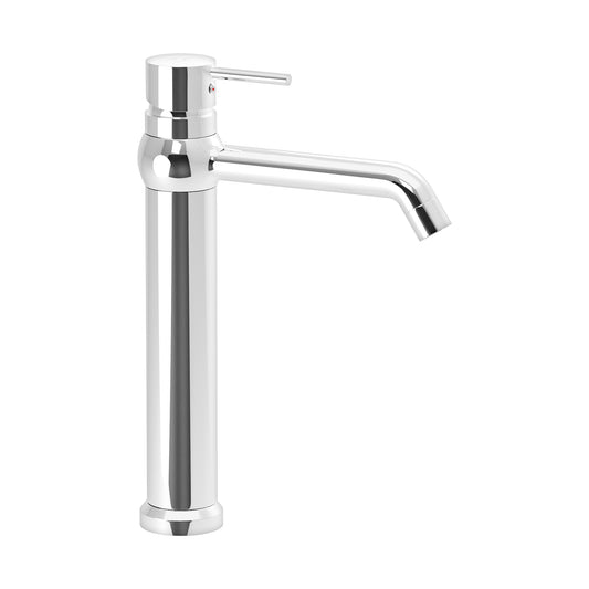 Pixaflo Florent-R Brass Extended Tall Body Hot & Cold Single Lever Basin Mixer 12 inch Tap with 360-Degree Swivel Spout and 24 inches Long Braided Hoses | Chrome