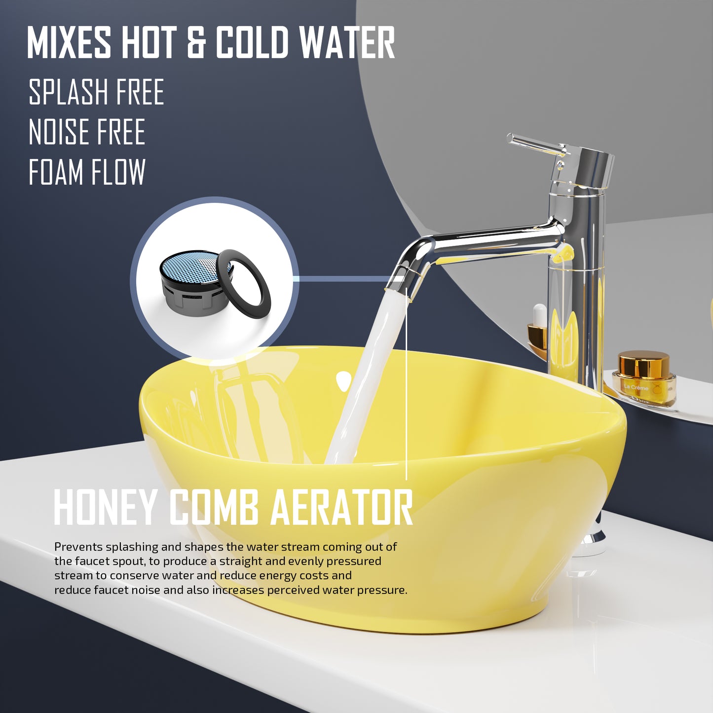 Pixaflo Florent-FX Brass Extended Hot & Cold Single Lever Basin Mixer Tall Boy with 24 inches Braided Hoses | 12 inches Tall | Chrome