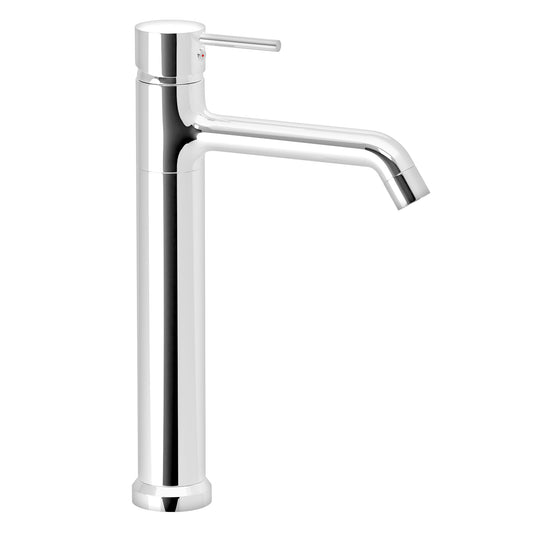 Pixaflo Florent-FX Brass Extended Hot & Cold Single Lever Basin Mixer Tall Boy with 24 inches Braided Hoses | 12 inches Tall | Chrome