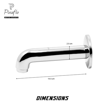 Pixaflo Florent Brass Bath Tub Spout with Wall Flange Combo | High Flow | Chrome | Pack of 2
